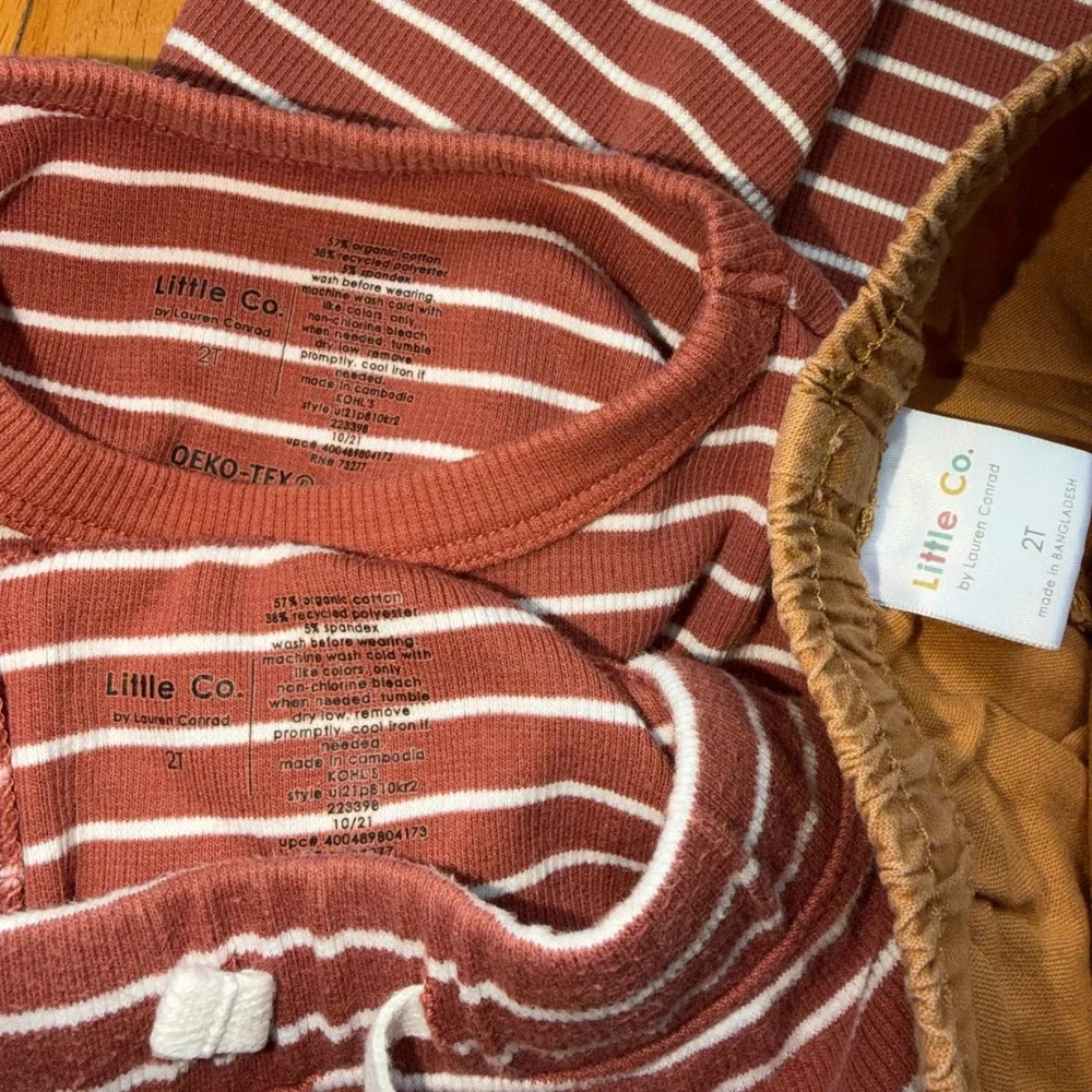 Little Co Lauren Conrad Kids 2T Striped Shirt Shorts 3 pc Set Unisex‎ Neutral